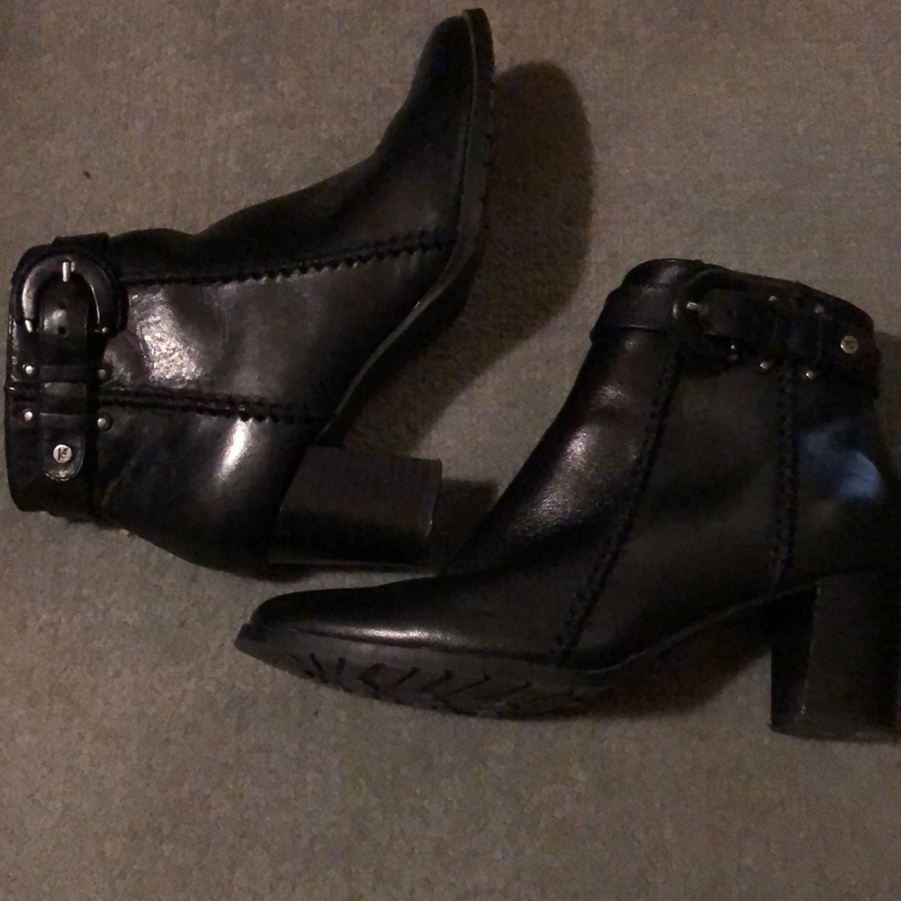 Black leather boots.